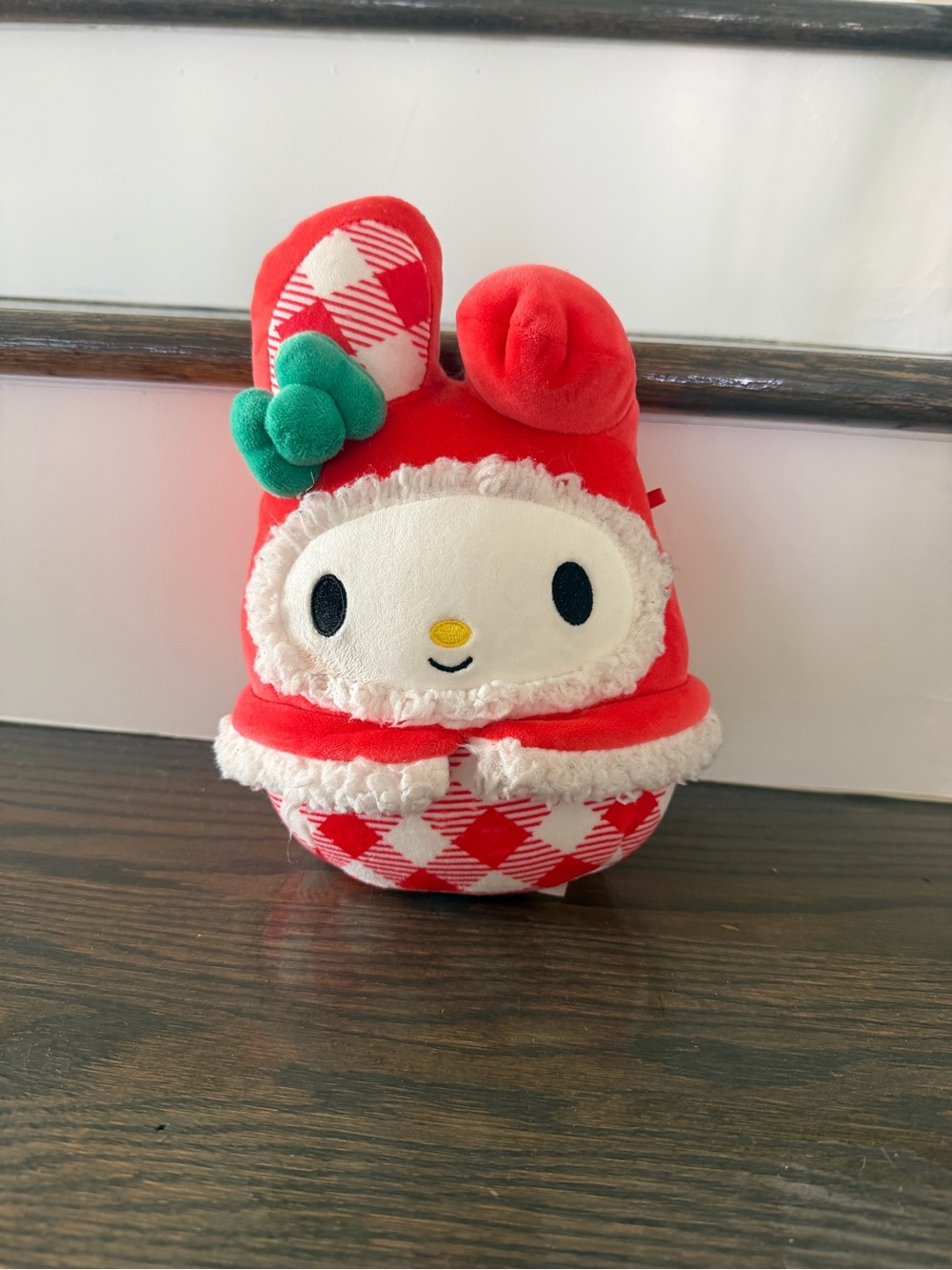 Sanrio My Melody Red White Plush with Green Bow